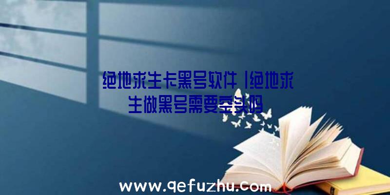 「绝地求生卡黑号软件」|绝地求生做黑号需要空头吗